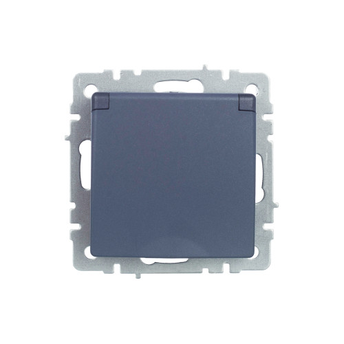 BRITE Розетка 1-местная с заземлением с защитными шторками и крышкой 16А IP20 РСбш10-3-БрМ маренго IEK BRITE Розетка 1-местная с заземлением с защитными шторками и крышкой 16А IP20 РСбш10-3-БрМ маренго IEK