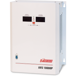 Стабилизатор POWERMAN AVS 10000P, ступенчатый регулятор, цифровые индикаторы уровней напряжения, 10000ВА, 110-260В, максимальный входной ток 63А, клеммная колодка, IP-20, навесной,  380мм х 310мм х 160мм, 16 кг./ Stabilizer POWERMAN AVS 10000P, step-type 
