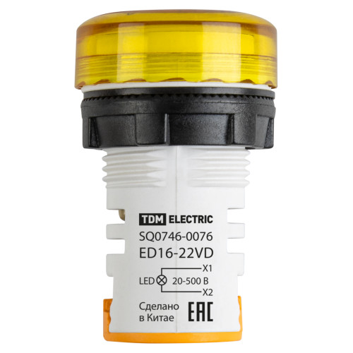 Индикатор значения напряжения ED16-22VD d22мм 20В-500В желтый TDM