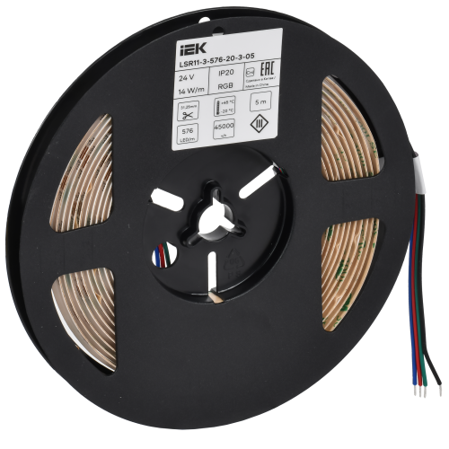 Лента светодиодная 5м COB 576LED/м 14Вт/м IP20 ширина 10мм 24В RGB IEK Лента светодиодная 5м COB 576LED/м 14Вт/м IP20 ширина 10мм 24В RGB IEK