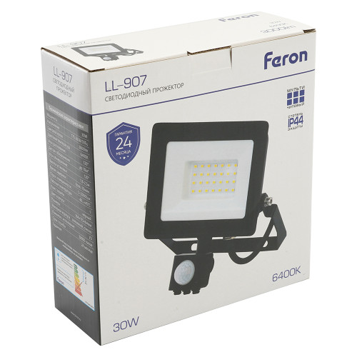 Светодиодный прожектор Feron с датчиком LL-907 IP65 30W 6400K Светодиодный прожектор Feron с датчиком LL-907 IP65 30W 6400K