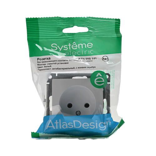 ATLASDESIGN РОЗЕТКА без заземления без шторок, 16А, механизм, БЕЛЫЙ