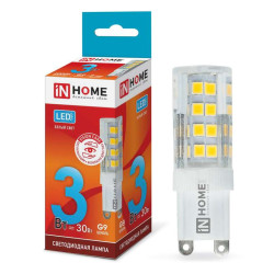 Лампа светодиодная LED-JCD-VC 3Вт капсульная 4000К нейтр. бел. G9 260лм 230В IN HOME 4690612019864