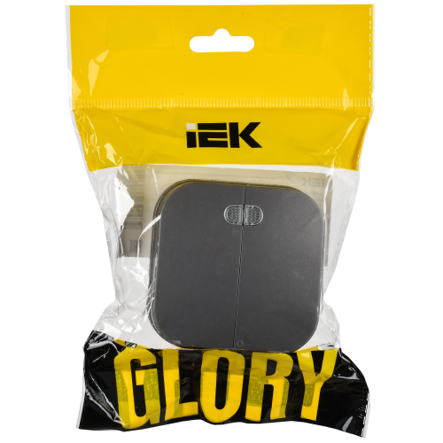 GLORY Выключатель 2-клавишный для открытой установки с индикацией 10А ВС20-2-1-ХСм сталь матовый IEK GLORY Выключатель 2-клавишный для открытой установки с индикацией 10А ВС20-2-1-ХСм сталь матовый IEK