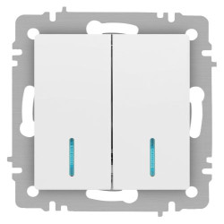 Выключатель Intro Accent 6-105-01 двойн. с подсветкой 10А-250В IP20 СУ AL/CU бел. Intro Б0063505
