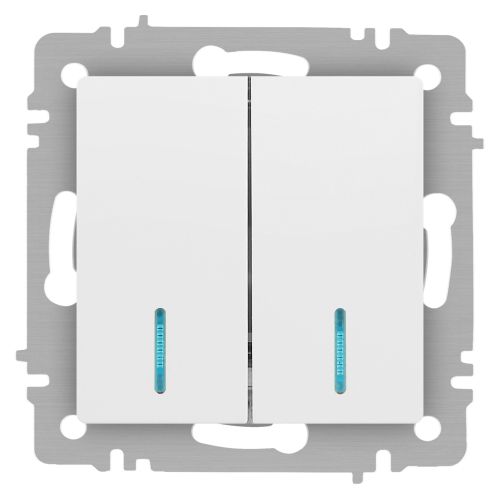 Выключатель Intro Accent 6-105-01 двойн. с подсветкой 10А-250В IP20 СУ AL/CU бел. Intro Б0063505