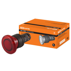 Кнопка грибовидная SB7-CWM42 с возвратом, 1НЗ, с подсветкой 24 В LED, d35 мм, красная, IP40 TDM