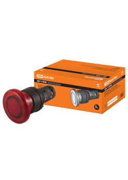 Кнопка грибовидная SB7-CWM42 с возвратом, 1НЗ, с подсветкой 24 В LED, d35 мм, красная, IP40 TDM