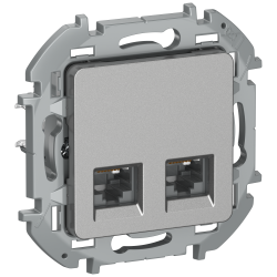 IEKINSPIRIA Розетка компьютерная двойная RJ45 категория 5Е UTP 6738371 алюминий IEK