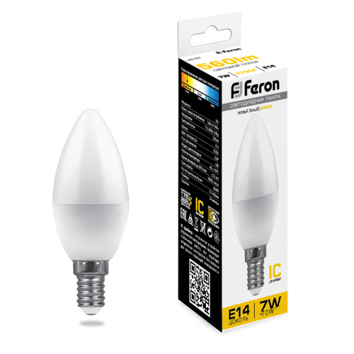 Лампа светодиодная Feron LB-97 Свеча E14 7W 175-265V 2700K