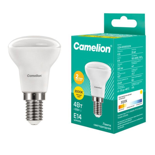 Лампа светодиодная LED4-R39/830/E14 4Вт 220В Camelion 13353