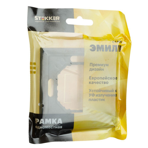 Рамка STEKKER, PFR00-5001-05 1-местная, серия Эмили, черный уголь, soft touch Рамка STEKKER, PFR00-5001-05 1-местная, серия Эмили, черный уголь, soft touch