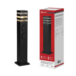 Светильник ТБУ POLO-SP600-2WO-1xA60-BL IP54 600мм уличный напольн. 2 розетки с заземл. контактом черн. IN HOME 4690612061825