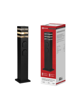 Светильник ТБУ POLO-SP600-2WO-1xA60-BL IP54 600мм уличный напольн. 2 розетки с заземл. контактом черн. IN HOME 4690612061825