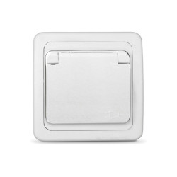 Розетка 1-м СП Валери 16А IP20 с заземл. с крышкой бел. UNIVersal В0029