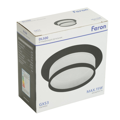 Светильник встраиваемый Feron DL500 потолочный GX53 черный круг