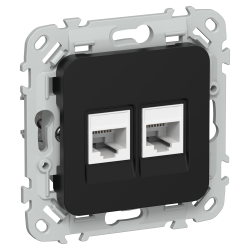 FLITE Розетка 2-местная RJ45/RJ11 категория 5Е/3 UTP РКТ5е/3-2-0-ФлЧ черный IEK