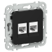 FLITE Розетка 2-местная RJ45/RJ11 категория 5Е/3 UTP РКТ5е/3-2-0-ФлЧ черный IEK