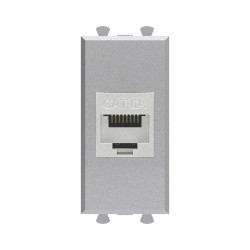 Компьютерная розетка RJ-45 без шторки модульная, кат.6А экранированная, Avanti, закаленная сталь, 1 модуль