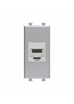 Компьютерная розетка RJ-45 без шторки модульная, кат.6А экранированная, Avanti, закаленная сталь, 1 модуль