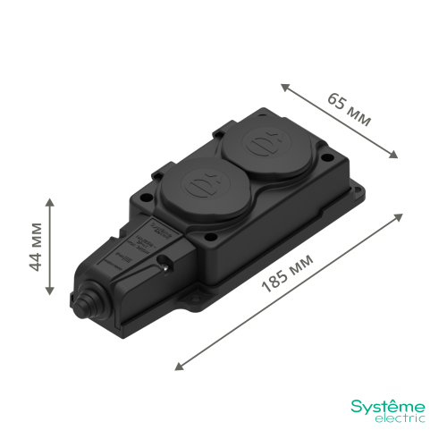 MULTISET Колодка 2х розетка 2К+З каучуковая 16 А/250 В IP44 ЧЁРНАЯ MULTISET Колодка 2х розетка 2К+З каучуковая 16 А/250 В IP44 ЧЁРНАЯ