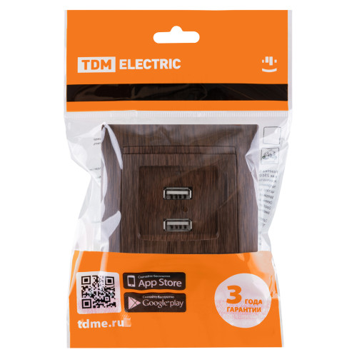Розетка 2USB порт 2,1А 5В венге Розетка 2USB порт 2,1А 5В венге