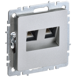 BRITE Розетка двойная RJ11+RJ45 кат.5E РК/Т12-БрА алюминий IEK