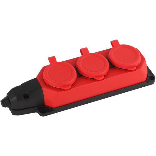 Колодка удлинителя 3-м с заземл. 16А IP44 K-3e-RED-IP44 каучук красн. Эра Б0044552