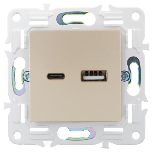 SKANDY Розетка USB A+C 3,1А SK-R14Sa песочный IEK SKANDY Розетка USB A+C 3,1А SK-R14Sa песочный IEK