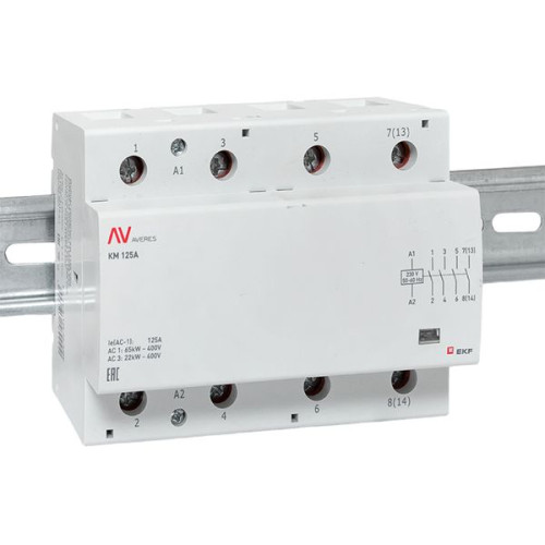 Контактор модульный КМ 125А 4NO 230В АС (6 мод.) AVERES EKF Контактор модульный КМ 125А 4NO 230В АС (6 мод.) AVERES EKF