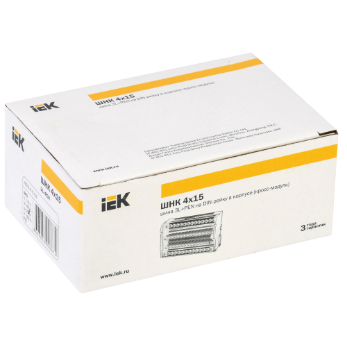 Шины на DIN-рейку в корпусе (кросс-модуль) ШНК 4х15 3L+PEN IEK Шины на DIN-рейку в корпусе (кросс-модуль) ШНК 4х15 3L+PEN IEK