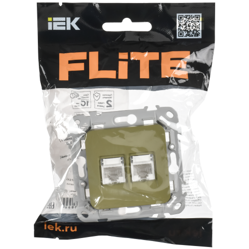 FLITE Розетка 2-местная компьютерная RJ45 категория 5Е UTP РК5е-2-0-ФлО оливковый IEK