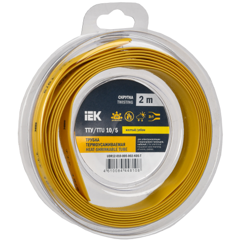 Трубка термоусадочная ТТУ нг-LS 10/5 желтая (2м/упак) IEK
