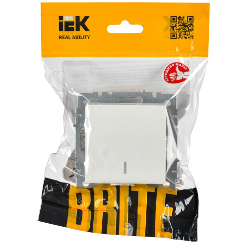 BRITE Выключатель 1-клавишный проходной с индикацией 10А ВС10-1-7-БрБ белый IEK BRITE Выключатель 1-клавишный проходной с индикацией 10А ВС10-1-7-БрБ белый IEK