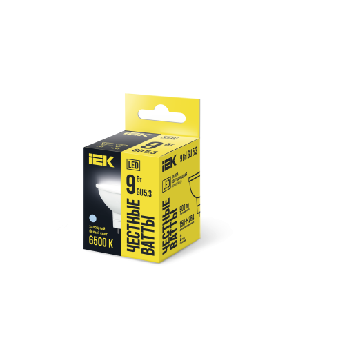 Лампа светодиодная MR16 софит 9Вт 230В 6500К GU5.3 IEK Лампа светодиодная MR16 софит 9Вт 230В 6500К GU5.3 IEK