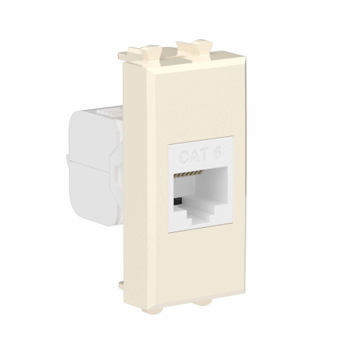 Компьютерная розетка RJ-45 без шторки модульная, кат.6, Avanti, ванильная дымка, 1 модуль Компьютерная розетка RJ-45 без шторки модульная, кат.6, Avanti, ванильная дымка, 1 модуль