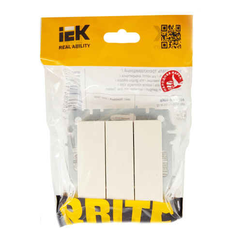 BRITE Выключатель 3-клавишный 10А ВС10-3-0-БрКр бежевый IEK