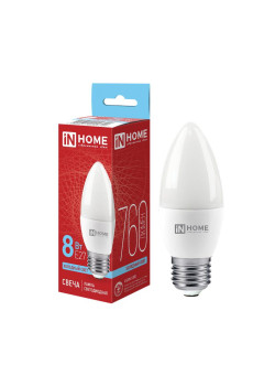 Лампа светодиодная LED-СВЕЧА-VC 8Вт свеча 6500К холод. бел. E27 760лм 230В IN HOME 4690612024820