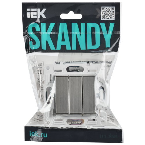 SKANDY Выключатель 3-клавишный 10А SK-V11N металл никель IEK SKANDY Выключатель 3-клавишный 10А SK-V11N металл никель IEK