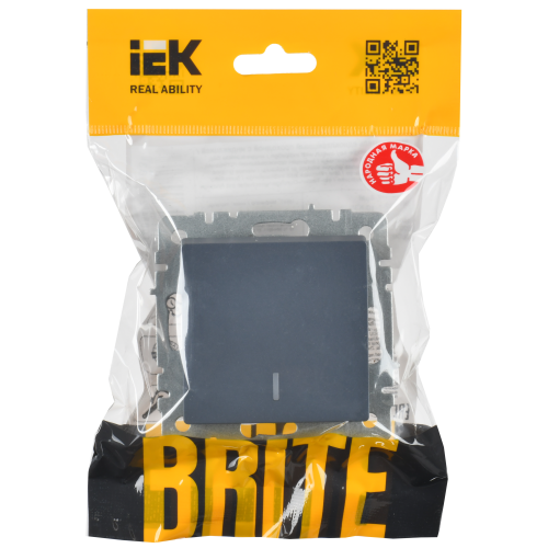 BRITE Выключатель 1-клавишный проходной с индикацией 10А ВС10-1-7-БрМ маренго IEK