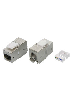 Модуль Кейстоун (Keystone) RJ45 CAT 6 экранированный (STP), 180 градусов, Toolless, серебристый