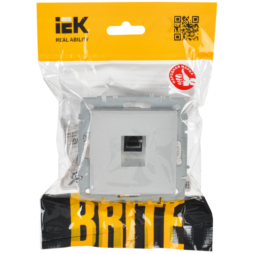 BRITE Розетка компьютерная RJ45 кат.6 РК11-БрА алюминий IEK BRITE Розетка компьютерная RJ45 кат.6 РК11-БрА алюминий IEK