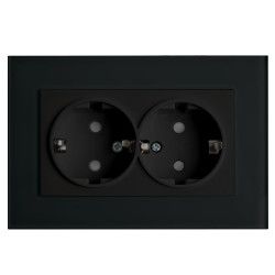 Розетка 2-местная c/з STEKKER, PST16-9014-03, с защитной шторкой, 250В, 16А, серия Эрна, черный