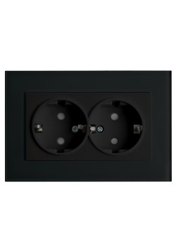Розетка 2-местная c/з STEKKER, PST16-9014-03, с защитной шторкой, 250В, 16А, серия Эрна, черный