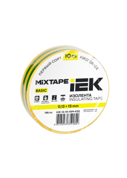 MIXTAPE BASIC Изолента 0,13х15мм желто-зеленая 10м IEK