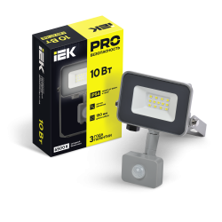 Прожектор светодиодный СДО 07-10Д с датчиком движения IP54 серый IEK