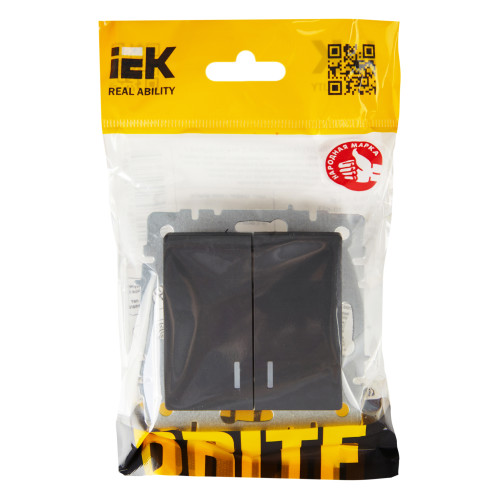 BRITE Выключатель 2-клавишный с индикацией 10А ВС10-2-1-БрГ графит IEK BRITE Выключатель 2-клавишный с индикацией 10А ВС10-2-1-БрГ графит IEK
