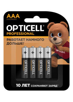 Элемент питания алкалиновый AAA/LR03 (блист. 4шт) Professional Opticell 5052002