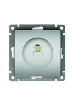 Розетка компьютерная 1-м СП Афина RJ45 кат.5E механизм серебр. Universal A0051-S