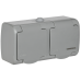 AQUATIC Розетка 2-местная с заземлением и крышкой для открытой установки 16А IP54 РСш22-2-А GENERICA